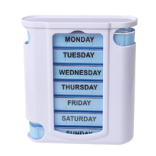 Caja para almacenamiento de pastillas, organizador semanal de pastillas, 7 días, 28 compartimentos, diseño de cajón portátil, caja de plástico a prueba de humedad 2024 - compra barato