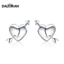 DALARAN Authentic 925 Sterling Silver Stud Earrings Prevent Allergy An Arrow Through The Heart For Women Fashion Jewelry Gift 2024 - buy cheap