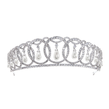 Classic Design Cubic Zirconia Dangle pearl Wedding Bridal Tiara Crown for Women Bride Hair Accessories Jewelry CH10223 2024 - buy cheap