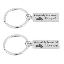 Stainless Steel Motorcycle Keyring Ride Safely Beautiful Handsome I Love You Keychain Husband Boyfriend Girlfriend Biker Gifts 2024 - buy cheap