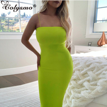 Colysmo Double Layers Summer Dress Women New Backless Sexy Bodycon Long Dress Woman Party Night Cotton Elegant Dress Lime 2024 - buy cheap