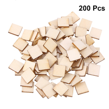 200 pçs 25mm quadrado fatias de madeira em branco peças de placa inacabada diy para pintura arte artesanato 2024 - compre barato