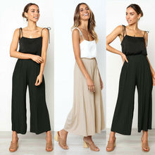 2019 Fashion Summer Wide Leg Flared Pants Women High Waist Solid Loose Palazzo Pants Elegant Office Ladies Pleated Trousers 2024 - buy cheap