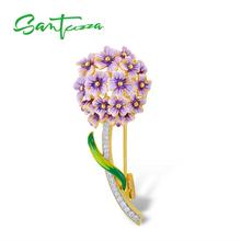 SANTUZZA Silver Brooch for Women Authentic 925 Sterling Silver Babysbreath Flower Ball Brooch Fashion Jewelry Handmade Enamel 2024 - buy cheap