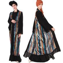 Abaya musulmana mujeres sequunis vestido largo cárdigan abierto por delante islámico suelta Maxi Robe Kimono Kaftan Dubai fiesta cóctel nuevo 2024 - compra barato