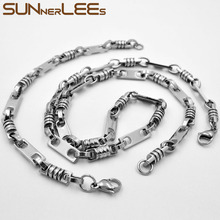 SUNNERLEES Jewelry Stainless Steel Necklace Bracelet Set 6mm Geometric Link Chain Silver Color Gold Plated Men Women SC146 S 2024 - buy cheap
