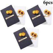 6pcs Paper Greeting Cards With Dried Flower Thank You Cards Christmas Gift Cards Sunflower Invitation Cardfor Father's Day Gift 2024 - buy cheap