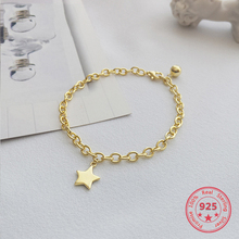 Pulseras de plata de ley 925 auténtica para mujer, cadena chapada en oro, joyería delicada de amistad, estilo Popular de Corea 2024 - compra barato