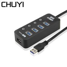 Hub usb 3.0, 4 ou 7 portas, multi usb 3.0 com carregador, divisor com adaptador de energia ue/eua para macbook, acessórios para laptop 2024 - compre barato