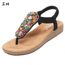 2019 venda quente verão sapatos femininos sandálias fahion sapatos casuais beading sapatos femininos flip flops plus size 35-40 2024 - compre barato