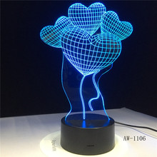 Four Love Flower Balloon Led 3d Light Fixtures Creative Home 3d Colorful Touch Acrylic Led Night Light Lovely 3D Lamp AW-1106 2024 - buy cheap