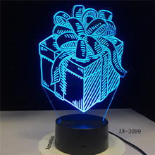 Caja de regalo de vacaciones, lámpara de noche LED 3D, ilusión, Sensor táctil, decoración para niños y bebés, caja de regalo, lámpara de escritorio AW-3099 2024 - compra barato