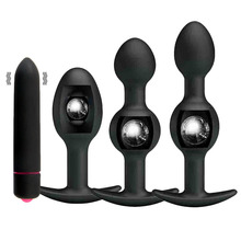 Vibrators butt plug masturbator for men anal balls Silicone Anal Beads Vibrator Butt Plugs Metal Ball Inside Muscles Trainer 2024 - buy cheap