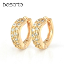 Zirconia Gold Hoop Earrings Women Brinco Boucle D'oreille Orecchini Donna Aretes Oorbel Hoops Earings Indian Kupe Kolczyki E1223 2024 - buy cheap