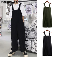 INCERUN Street Jumpsuits Mens Bottom Baggy Jumpsuits Men Wide Legs Pants Loose Casual Small Fresh Playsuits Brand Hombre 5XL 2024 - buy cheap