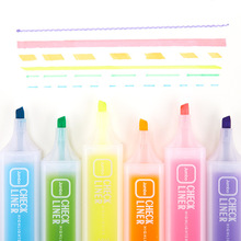 6 Colors Pastel Highlighter 3mm Thick Line Oblique Head Highlighters Text Marker School Stuff Mini Markers Pen School Stationery 2024 - buy cheap