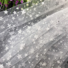 White Gold Star Shinny Fabric Embroidery Quality DIY Fabric For Dress Clothes Curtains Cover Party Background Decors width 150cm 2024 - buy cheap