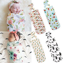 Emmababy 2Pcs/Set ! Newborn Fashion Baby Swaddle Blanket Baby Sleeping Swaddle Muslin Wrap Headband 2024 - buy cheap