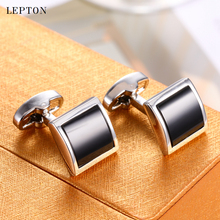 Lepton Black Glass Cufflinks for Mens High Quality Square Glass Cufflink With Gift Box Men Shirt Cuffs Cuff Links Drop Shipping 2024 - buy cheap