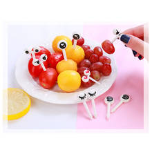 50 шт., многоразовые вилки для фруктов, мультипликационные глаза, милые мини-вилки для бутербродов Bento 2024 - купить недорого