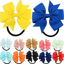 Hot Sale 1pc Colorful Ribbon Bow Elastic Hair Bands High quality Cute Gift Hair Rope 20 colors 2024 - buy cheap