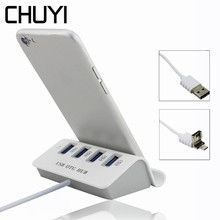 CHUYI High Speed 4 Port USB OTG HUB and Dock Micro USB OTG 2 in 1 USB2.0 HUB Up to 480Mbps Phone Holder For Computer Laptop 2024 - buy cheap