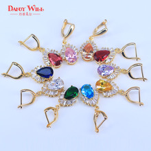 10 Colors Gold Color Drop Earrings Water Drop CZ Stone Pierced Dangle Earrings Women/Girls Drop Earrings fashion jewelry 2024 - buy cheap