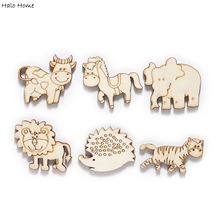 20pcs Animal Natural Wooden Chips Scrapbooking Carfts Handmade Home Party Festival Decor Accessory Art Graffiti Painted 30-45mm 2024 - buy cheap