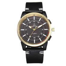 Модные мужские часы с большим циферблатом, деловые кварцевые часы с кожаным ремешком для мальчиков 2024 - купить недорого