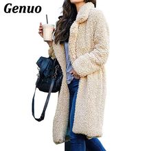 Genuo Winter Warm Faux Fur Coat Women's Jacket Lamb Fur Wool Coat Overcoat Long Sleeve Outwear Cardigan Long Coat Parka 2024 - buy cheap