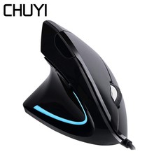 CHUYI Wired Left Hand Mouse Vertical Ergonomic Design Gaming Mause 1600 DPI Optical Wrist Rest Gamer Mice With Mouse Pad For PC 2024 - buy cheap