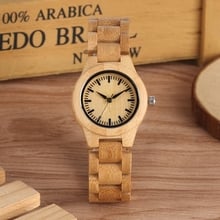 Minimalist Pure Dial Wood Watch for Women with Adjustable Small Striped Full Wooden Band Quartz Wrist Watches horloges vrouwen 2024 - buy cheap