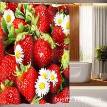 3D Strawberry printed  waterproof  shower curtain unique shower curtains cool shower curtain for bathroom 2024 - buy cheap
