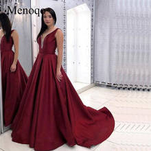 Menoqo Elegant Robe de soiree 2020 Sexy Backless Evening Dress For Party Gown Burgundy Long Train Evening Dress Custom Made 2024 - buy cheap