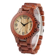 Red Brown Color Nature Wooden Watches Quartz Watch Men Bracelet Wood Band Timepieces Casual Man Wristwatch Creative Gifts Man 2024 - buy cheap