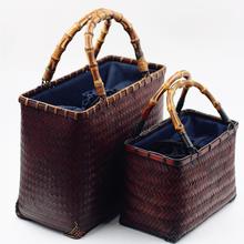 Bolsa feita à mão de bambu, forma de bolsa feminina retrô, moda praia para verão 2024 - compre barato