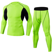 2019 New Men Running Pants MMA Long Sleeve T-shirt Rashguard Sport Set Men's Compression Shirts Fitness Bodybuilding Clothes 2024 - buy cheap