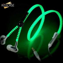 KISSCASE Universal Luminous Zipper Wired Headset For iPhone Samsung S9 For Xiaomi 3.5mm Sport Earbuds Music Fashion Earphones 2024 - buy cheap