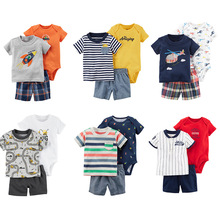 baby boy clothes print T shirt tops+rompers+shorts newborn set infant clothing fashion costume new born suit summer 2020 outfits 2024 - buy cheap