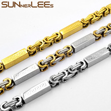 SUNNERLEES 316L Stainless Steel Necklace 7mm Geometric Byzantine Link Chain Gold Silver Color Men Women Jewelry Gift SC55 N 2024 - buy cheap