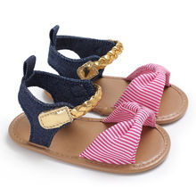 Newborn Kid Baby Girl Bow-Knot Shoes Summer Canvas Sandals Summer Casual Crib Shoes Bow Casual Sandals 2024 - buy cheap