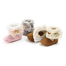 Botas de nieve infantil para niñas, zapatos de princesa con lazo de encaje, botines de marca Romirus 2024 - compra barato