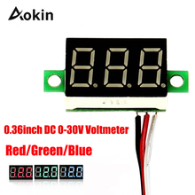 Fios 0.36 Polegada 3 Dc 0-30 v 3-Display digital de Led Vermelho Painel Voltage Meter Voltímetro Vermelho azul Verde Dc30v 2024 - compre barato