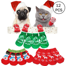 3 Pairs Christmas Pet Shoes Anti Slip Soft Cotton Dog Socks Warm Reindeer Snowman Tree Snowflake Pattern Dog Socks for Party 2024 - buy cheap