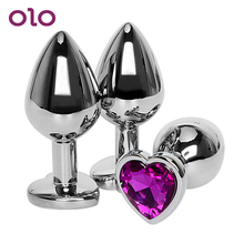 OLO Stainless Steel Anal Plug Prostate Massager Butt Plug Crystal Jewelry Heart Shaped Anal Sex Toys For Women Men Adult 2024 - buy cheap