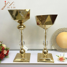 10PCS/LOT Gold Vase Crystal Floor Flower Vases Geometric Patter Road Lead Wedding Centerpieces For Party Home Decoration 2024 - buy cheap