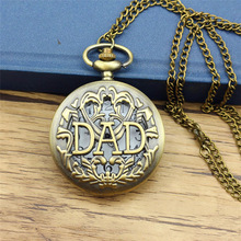 Father's Day Gift DAD Theme Vintage Bronze Fob Pocket Watch With Necklace chain quartz watch Best Present To Father Daddy 2024 - buy cheap