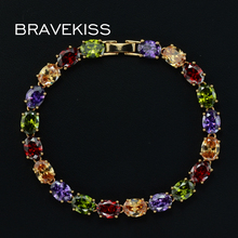 BRAVEKISS mona lisa multicolor aaa CZ stone tennis bracelets for women charms cuff armband pulseiras mujer jewelry BUB0011 2024 - buy cheap