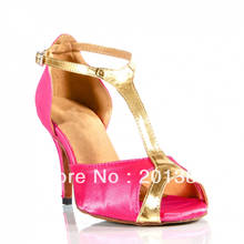 Ladies Pink Satin T Strap LATIN Dancing Shoes Ballroom Shoes Cheap Salsa Dance Shoes 34,35,36,37,38,39,40,41 2024 - buy cheap
