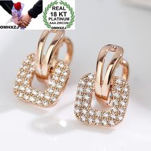 OMHXZJ Wholesale European Fashion Woman Girl Party Wedding Gift Square AAA Zircon 18KT White Gold Rose Gold Hoop Earrings EA459 2024 - buy cheap